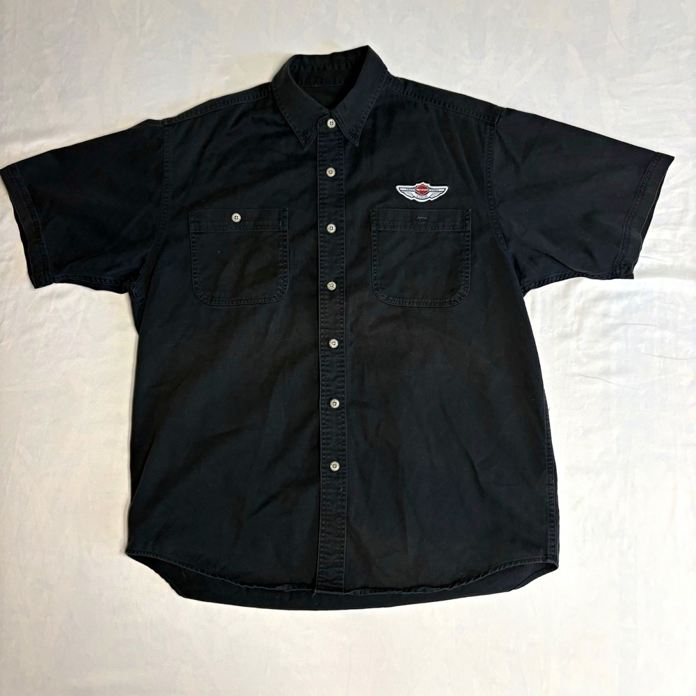 Harley-Davidson 100th Anniversary Men's Cotton Twill Button-Up Shirt Black L